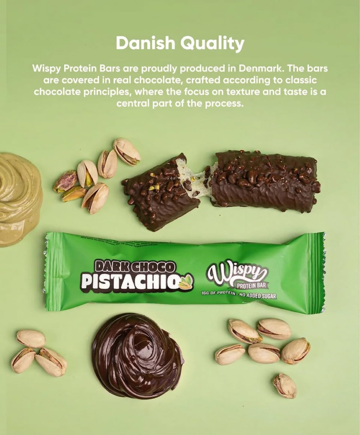 Wispy Dark Choco Pistachio Protein Bar