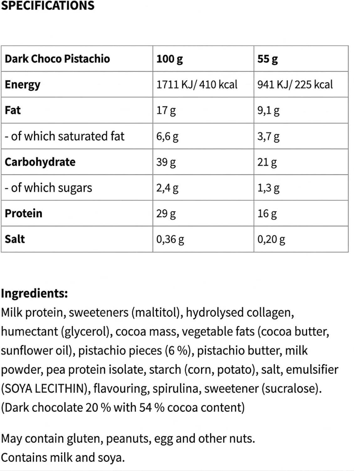 Wispy Dark Choco Pistachio Protein Bar