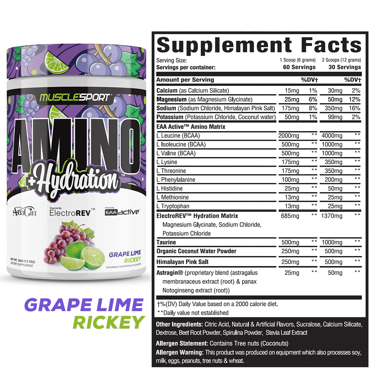 Musclesport Amino+Hydration™ Grape Lime 360Grams